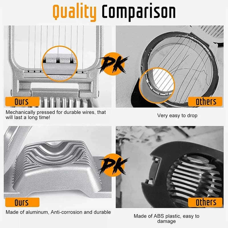 Pemotong Telur Aluminium Tahan Lasak Dawai Keluli untuk Telur Rebus dan Buah Lembut