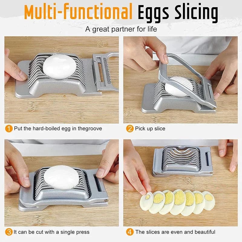 Pemotong Telur Aluminium Tahan Lasak Dawai Keluli untuk Telur Rebus dan Buah Lembut