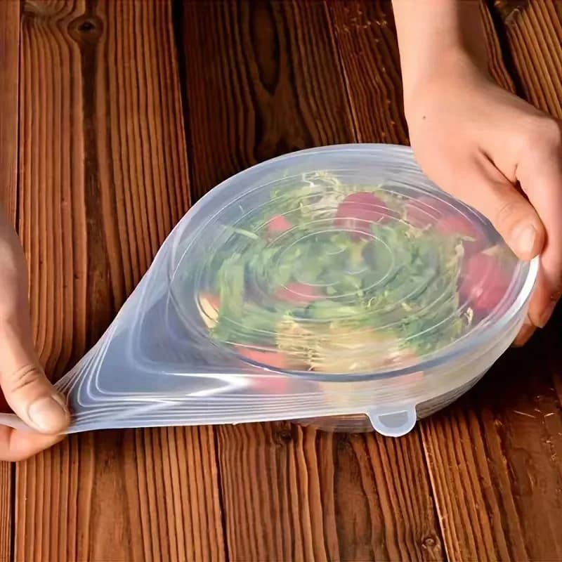 Penutup Silikon Boleh Regang 6 Pcs, Penutup Mangkuk Makanan Pelbagai Fungsi Boleh Guna Semula