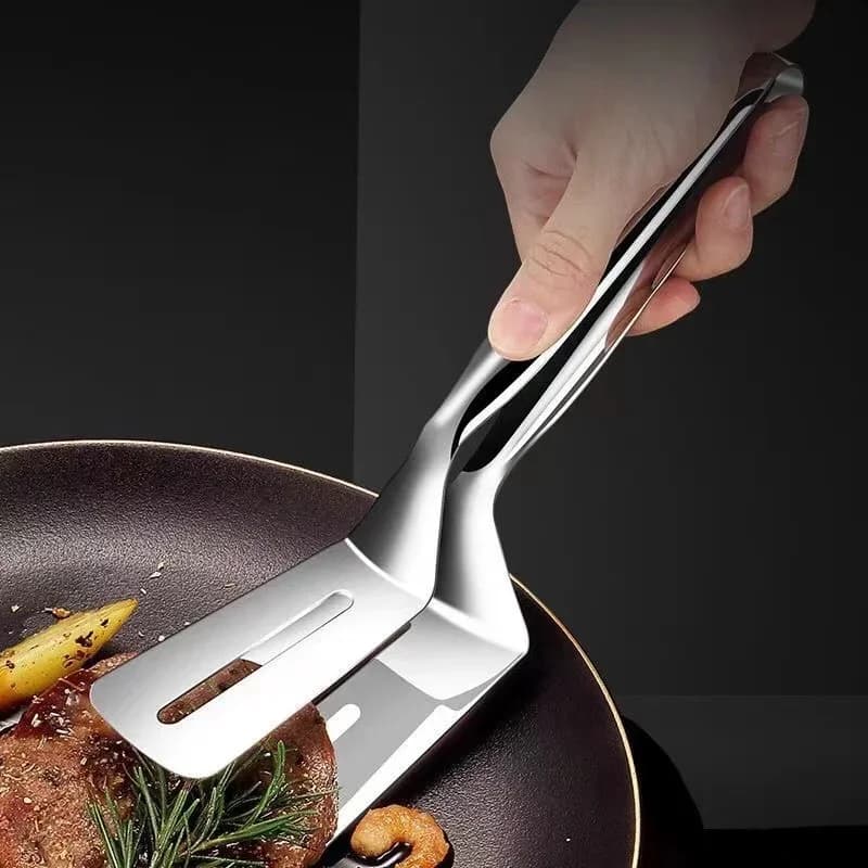 Penyepit Stik Keluli Tahan Karat (1/2/4 Keping) Spatula Dwi-Muka Serbaguna untuk Daging, Ikan & Pizza