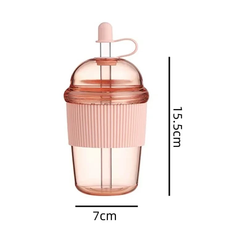 Cawan Straw Flip Mudah Alih 430ml 1pc Botol Air Plastik Gaya Ins Kapasiti Tinggi Cawan Jus Jeli Tahan Haba Teh Kopi Susu