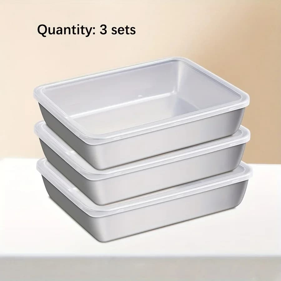 Set 3 Bekas Simpanan Makanan Keluli Tahan Karat - Kedap Udara, Bebas BPA untuk Peti Sejuk & Pantri