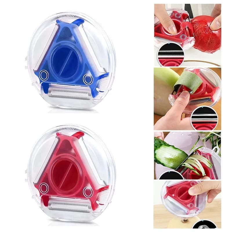 Set Pengupas Trio Magic 3 dalam 1 (1/3 Keping) Penghiris, Pemarut & Pemotong Julienne Dapur