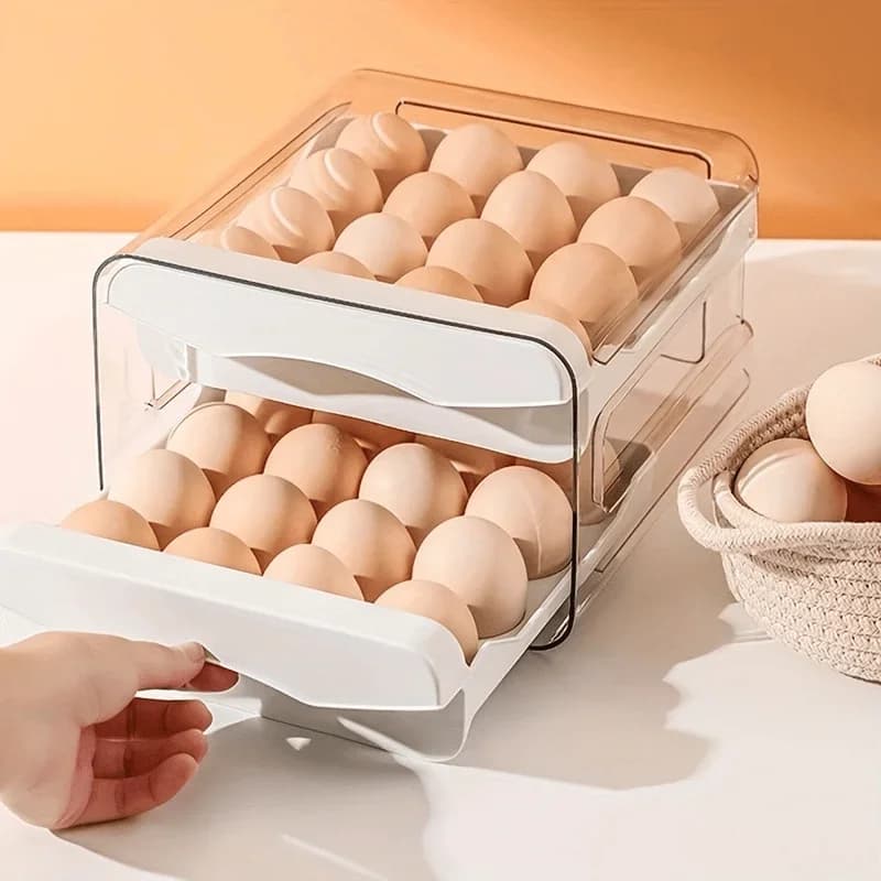 Kotak Simpanan Telur Peti Sejuk 2 Tingkat Jenis Laci Kapasiti Besar