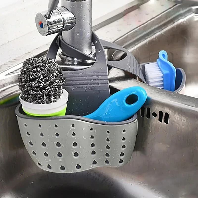 Bakul Penapis Gantung Sinki Dapur Boleh Laras untuk Span & Sabun