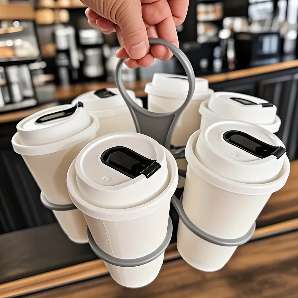 1/2 Keping Pemegang Cawan Minuman Mudah Alih 6 Slot Boleh Lipat Berpemegang