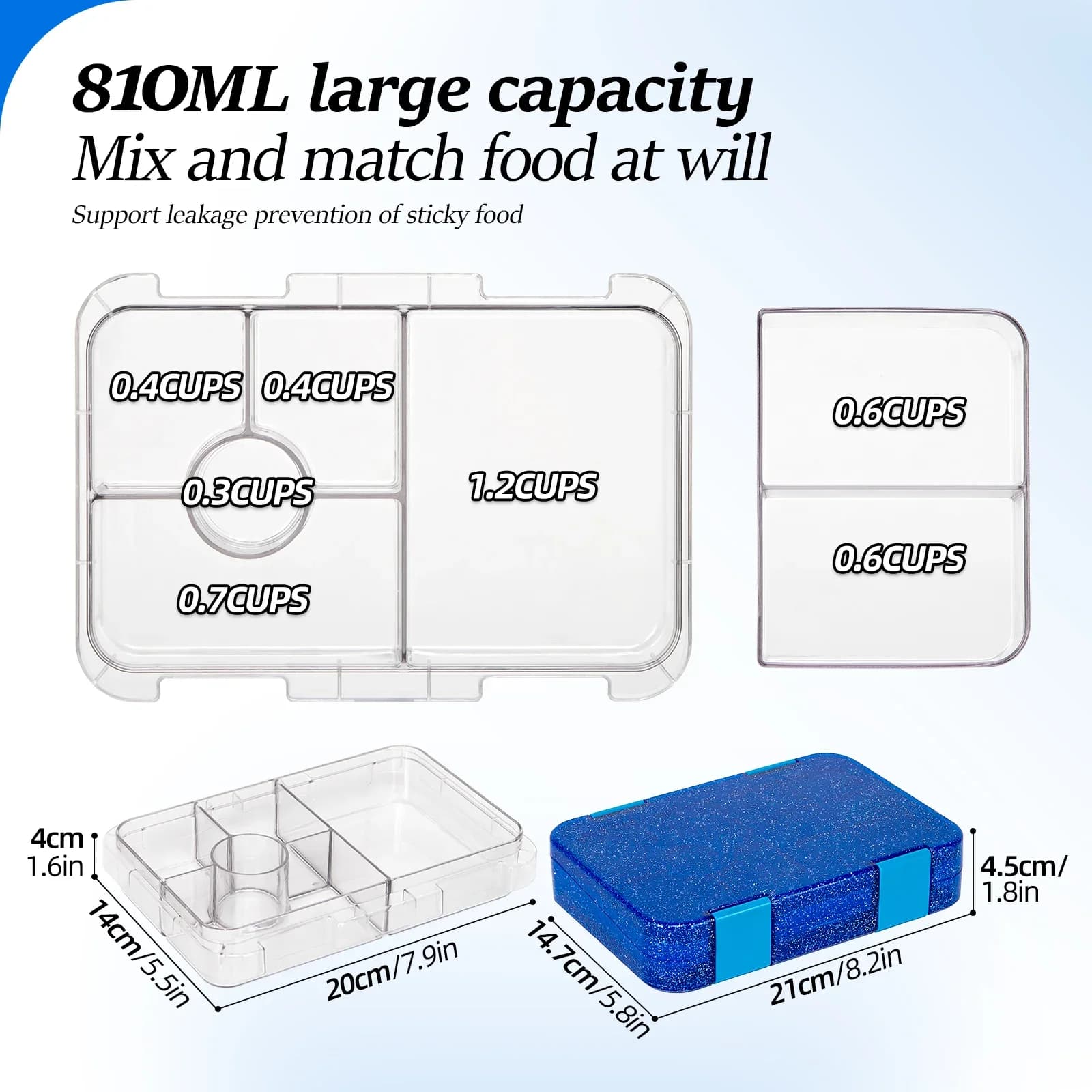 Bekas Makanan Bento Kedap Mudah Alih Mesra Ketuhar Gelombang Mikro dengan Sudu dan Garpu untuk Pelajar dan Pejabat