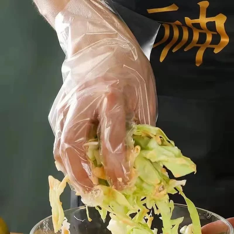 Sarung Tangan Plastik Pakai Buang Lut Sinar Bebas Lateks Selamat untuk Makanan, Memasak & Pembersihan