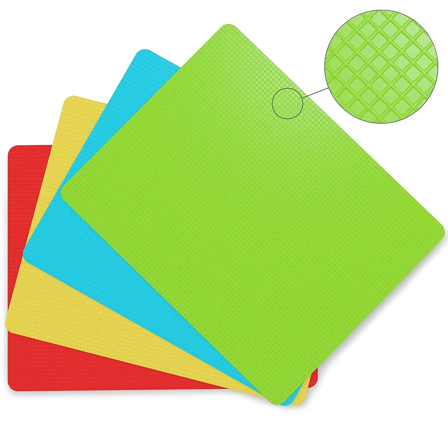 Set 4 Papan Pemotong Plastik Fleksibel Antigelincir dengan Ikon Makanan