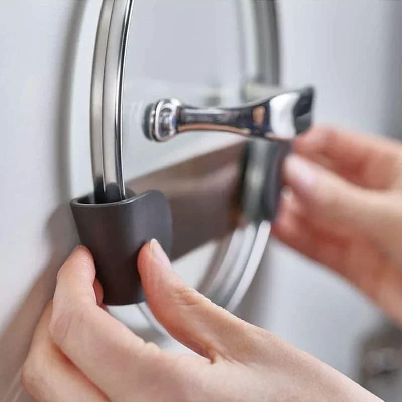 1/2/4 Pcs Rak Penutup Periuk Lekap Dinding Tanpa Tebuk Pelekat Sendiri Pemegang Simpanan Dapur
