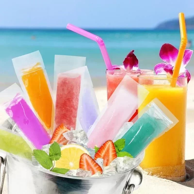 50/100/200 Pcs Beg Aiskrim Lutsinar Pakai Buang untuk Jus, Yogurt & Coklat, Acuan Popsikel Dapur
